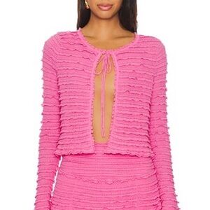 NWT LoveShackFancy Celosia Cardigan in Lovestruck Pink
